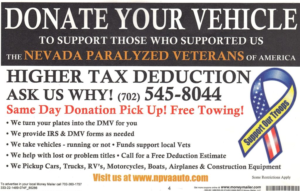 Vehicle Donation Paralyzed Veterans of America Nevada Chapter